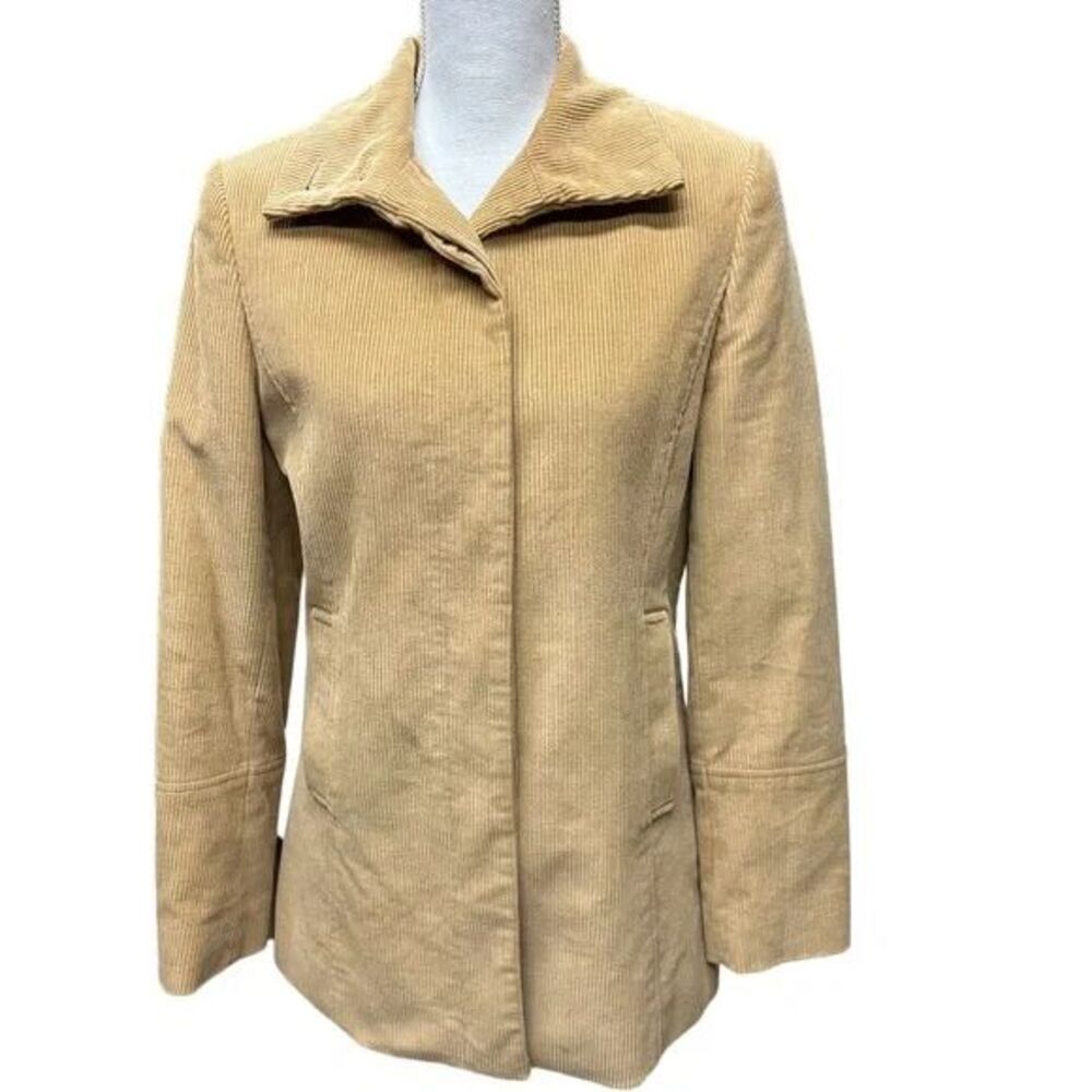 Express Wide Wale Tan Corduroy Concealed Button Jacket Button‎ Up CollarSize 7/8